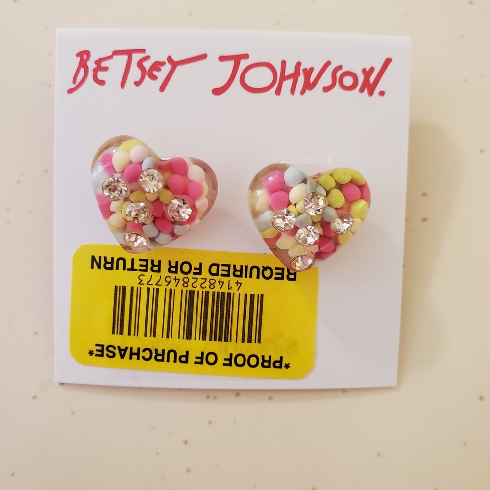 Betsey Johnson Multicolor Heart Earrings